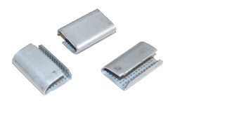 5/8" Sellos metálicos dentados tipo snap-on para fleje de poliéster, 1,000 por caja.