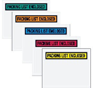 Sobres de color "Packing List Enclosed" de 7" x 5.5", 1000 por caja.