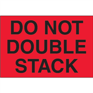 Etiquetas de 2" x 3" con leyenda "Do Not Double Stack" (rojo fluorescente), rollo con 500 piezas