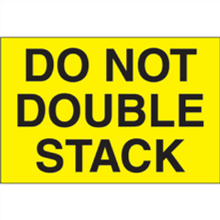 Etiquetas de 2" x 3" con leyenda "Do Not Double Stack" (amarillo fluorescente), rollo con 500 piezas