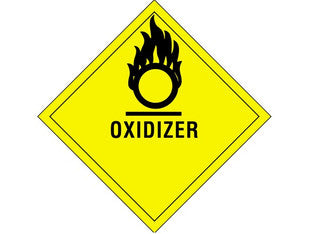 Etiquetas de 4" x 4" con leyenda "Oxidizer" de riesgo subsidiario, rollo con 500 piezas.