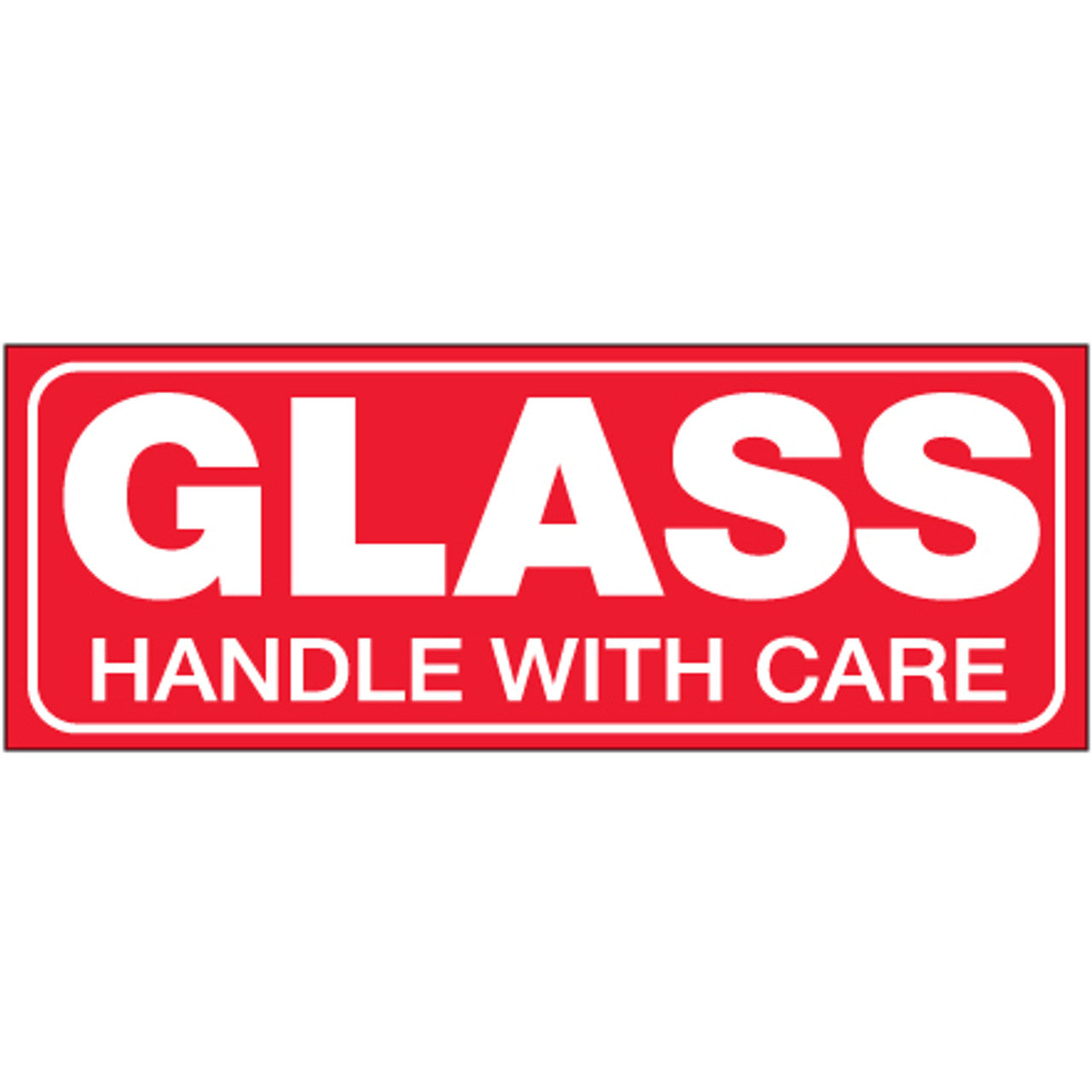 Etiquetas de 1 1/2" x 4" con leyenda "Glass - Handle With Care", rollo con 500 piezas