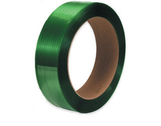 1/2" x 2900' - Núcleo de 16" x 3" Fleje de Poliéster Verde - Liso, Resistencia a la rotura de 775 lb